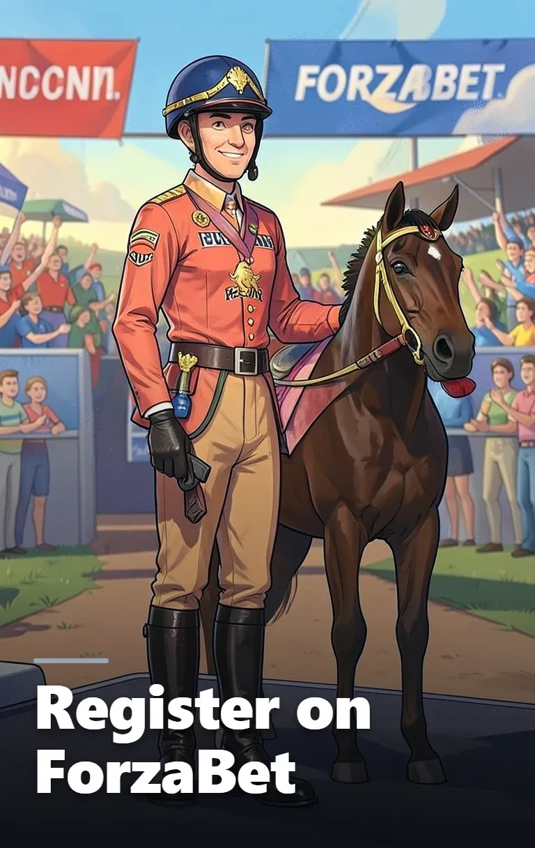ForzaBet Casino brand character beside the registration steps